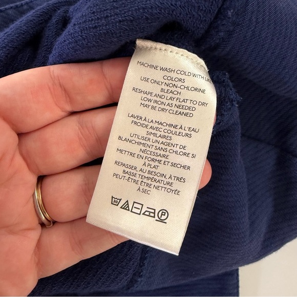 Pilcro Anthropologie Sweatshirt Womens Medium Navy Blue Grommet Pullover Henley - Picture 5 of 7